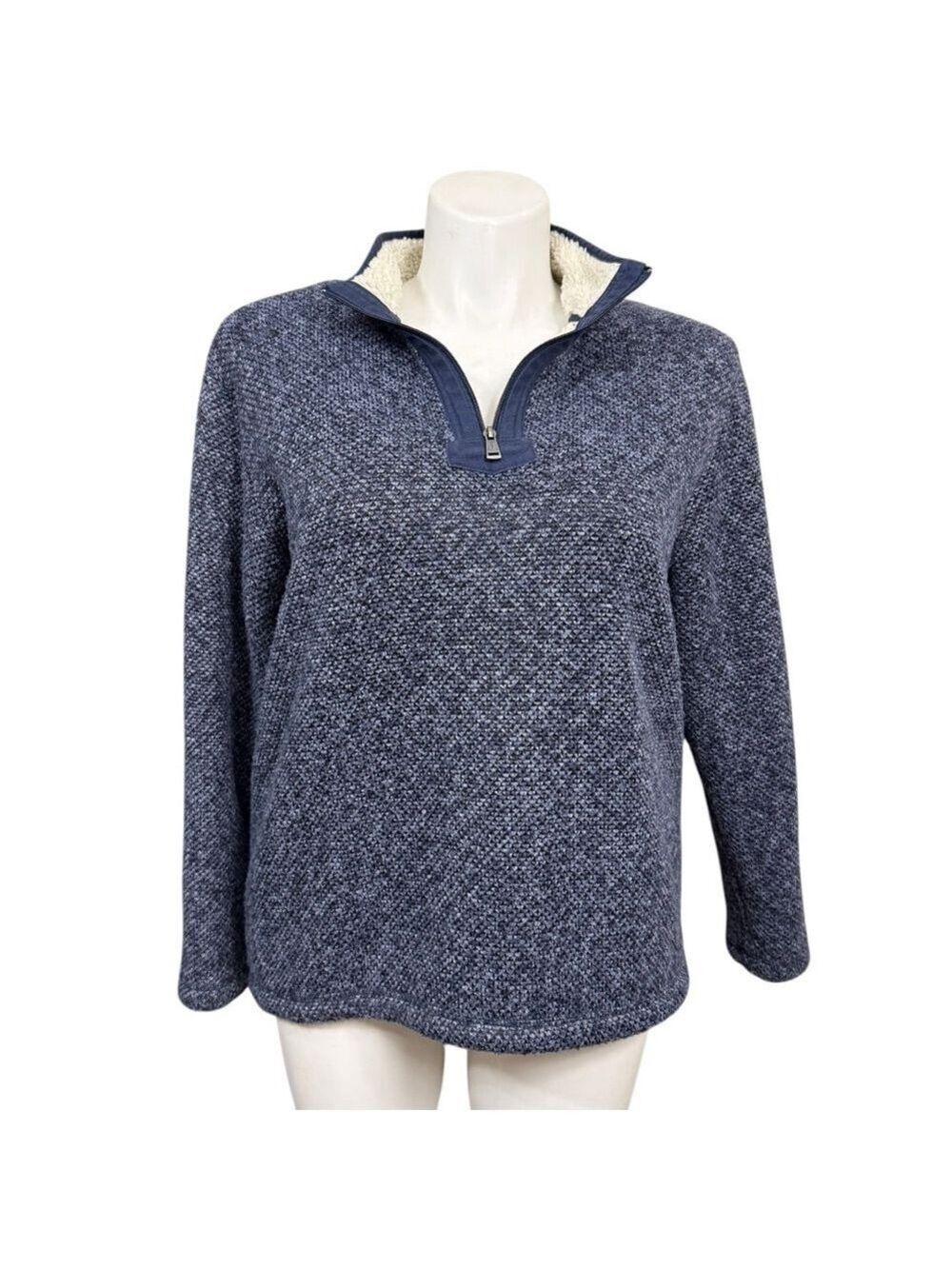 Orvis Women's Quarter Zip Fleece Lined Pullover Sweater Blue‎ Size Large